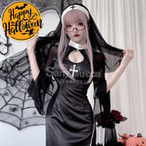【In Stock】Halloween Cosplay Nun Vampire Gothic Black Costume Adult Stage Performance Costumes